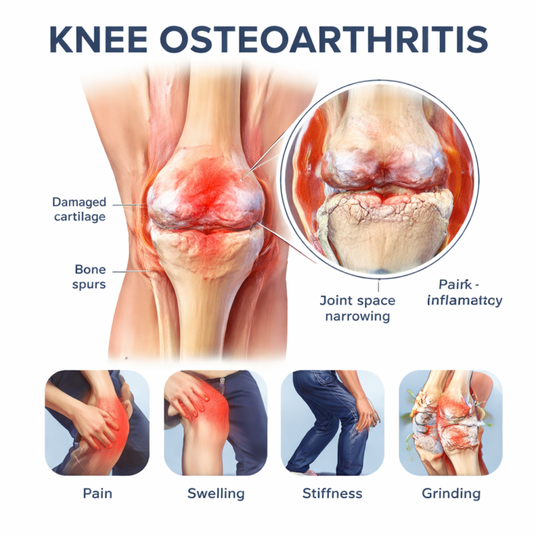 Knee osteoarthritis while squatting