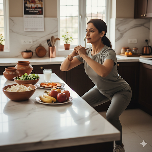 Light home workout for muscle during Navratri fasting.