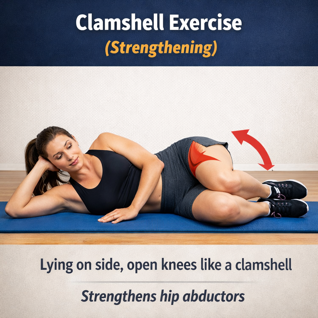 Clamshell exercise for hip strength